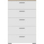 Voir la diapositive 4 : MARKET24 Commode BASJANA - 5 tiroirs - Décor chene sonoma et blanc mat - L80,2 x P41,3 x H123,8 cm