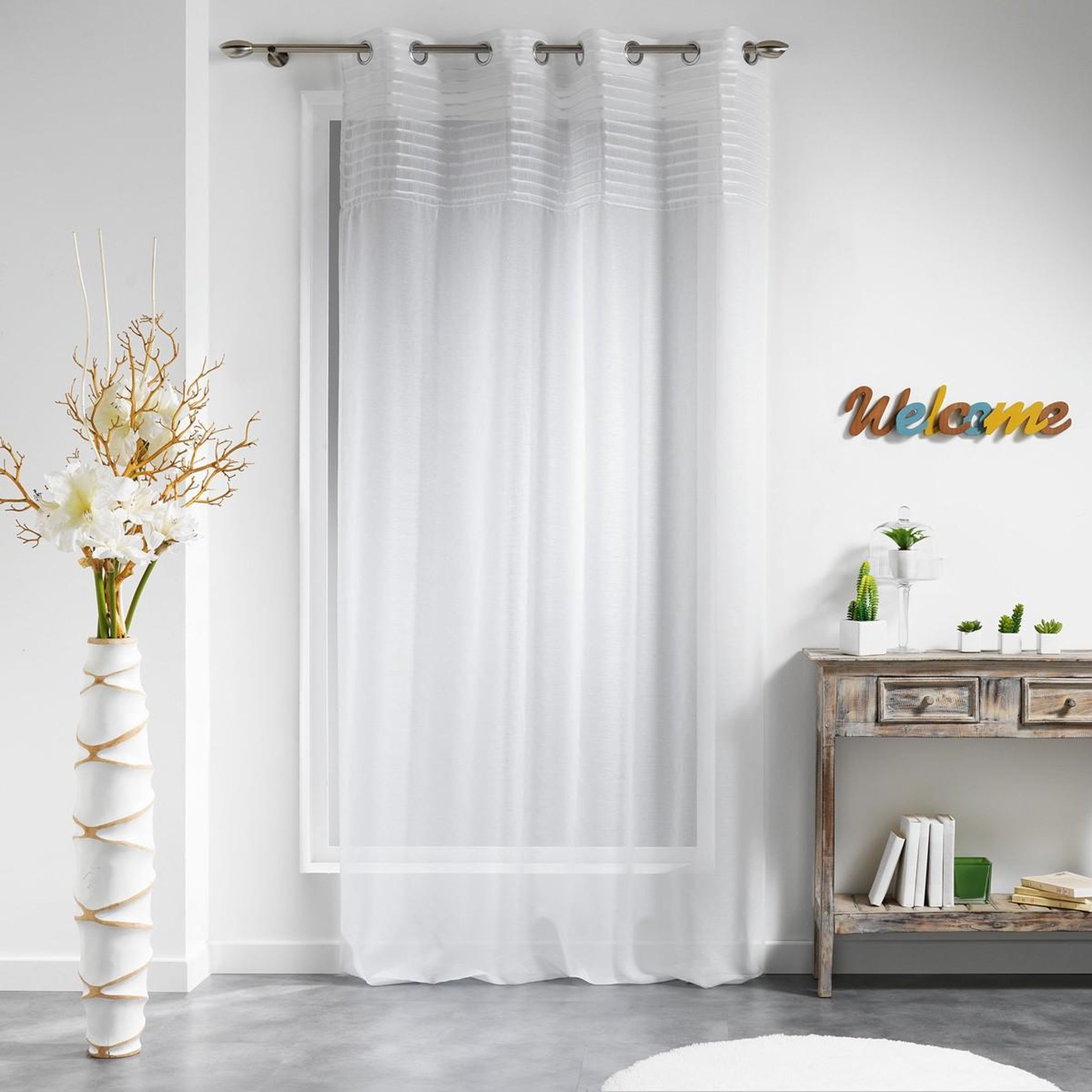 Douceur d'Intérieur Rideau voilage  olonne  140x240cm blanc
