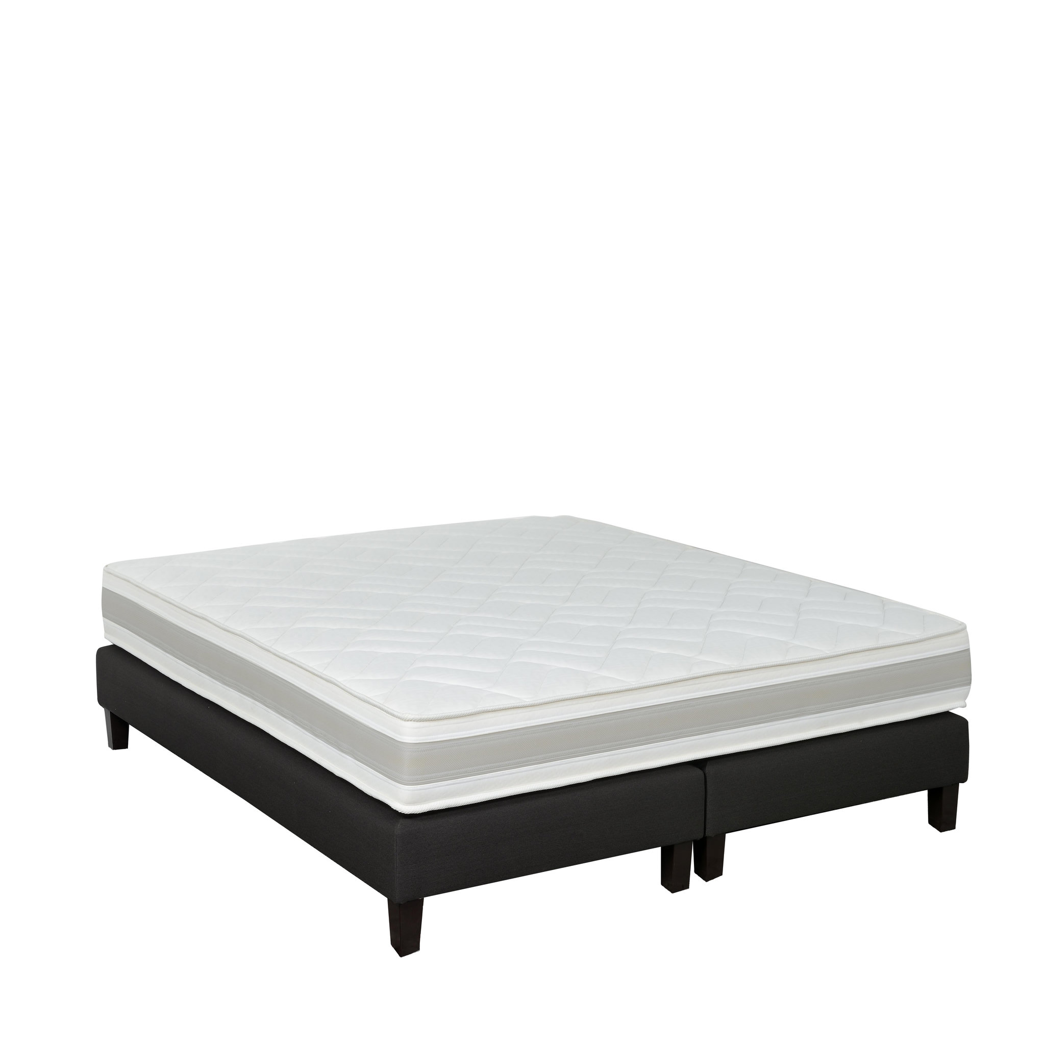 Voir la diapositive 1 : PRESTIGE Collection Ensemble matelas ressorts ensachés + 2 sommier gris 90x200 cm MATRIX