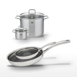 ELO Lot 2 Faitouts 16/26cm & 2 Poêles 24/28cm Elo Relief Evolution