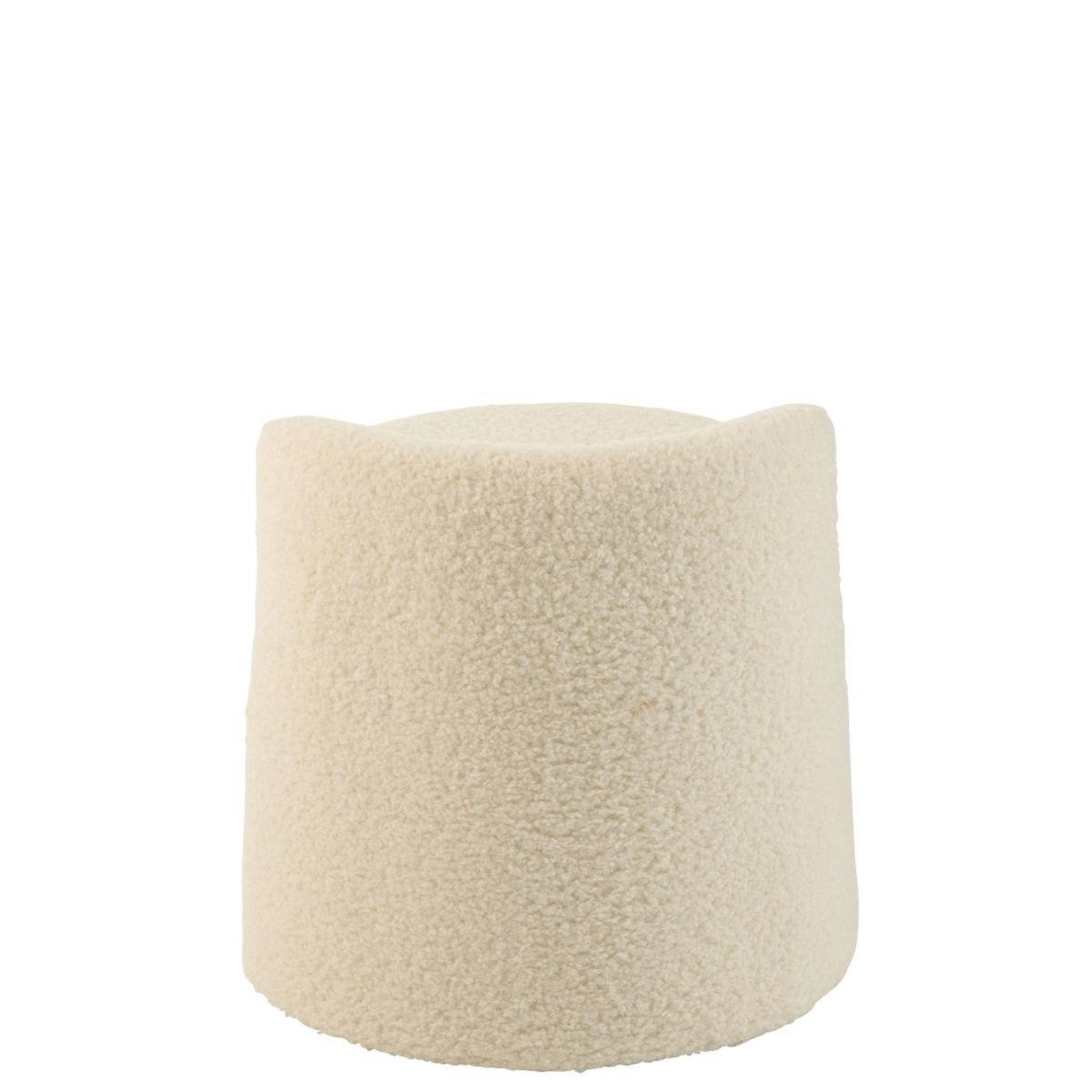 Voir la diapositive 4 : J-LINE Pouf Design Bouclette  Teddy  40cm Beige