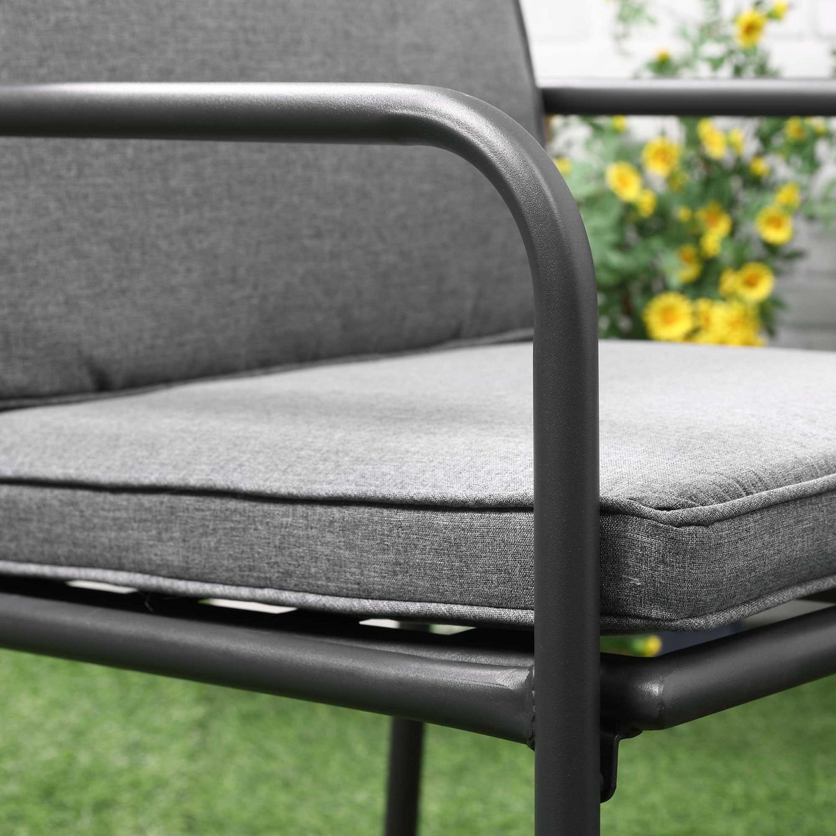 OUTSUNNY Ensemble salon de jardin 4 places 4 pièces - 8 coussins déhoussables inclus - métal époxy polyester gris