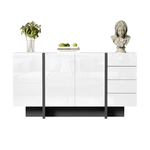MERAX Buffet 3 porte(s) 4 tiroir(s) - 150 cm blanc+noir mdf
