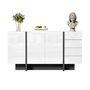 Voir la diapositive 1 : MERAX Buffet 3 porte(s) 4 tiroir(s) - 150 cm blanc+noir mdf