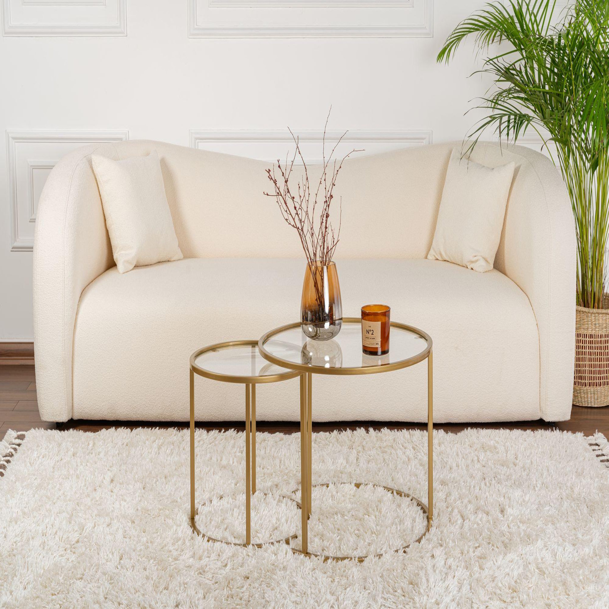 Voir la diapositive 3 : Habitat et Jardin Lot de 2 tables basses en métal  aurum  - 60 x 60 x 43 cm - or transparent