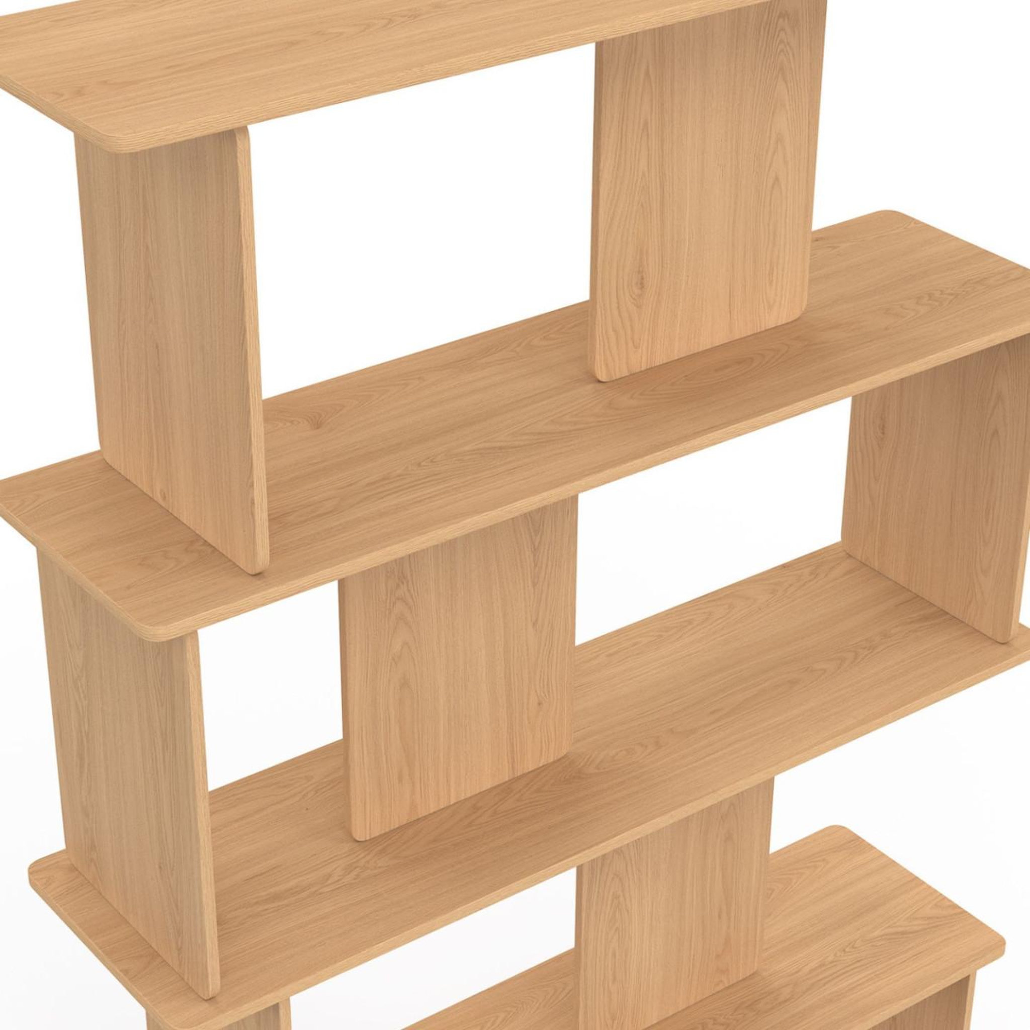 Voir la diapositive 5 : ID MARKET Etagère 4 niveaux japandi capucine asymétrique façon hêtre design arrondi