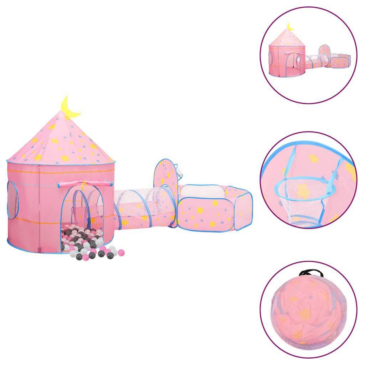 VIDAXL Tente de jeu pour enfants avec 250 balles Rose 301x120x128 cm