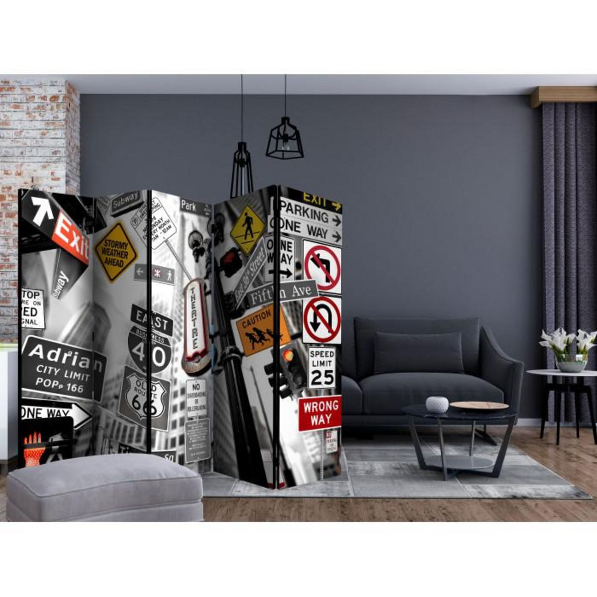 Paris Prix Paravent 5 Volets  New York Signs  172x225cm