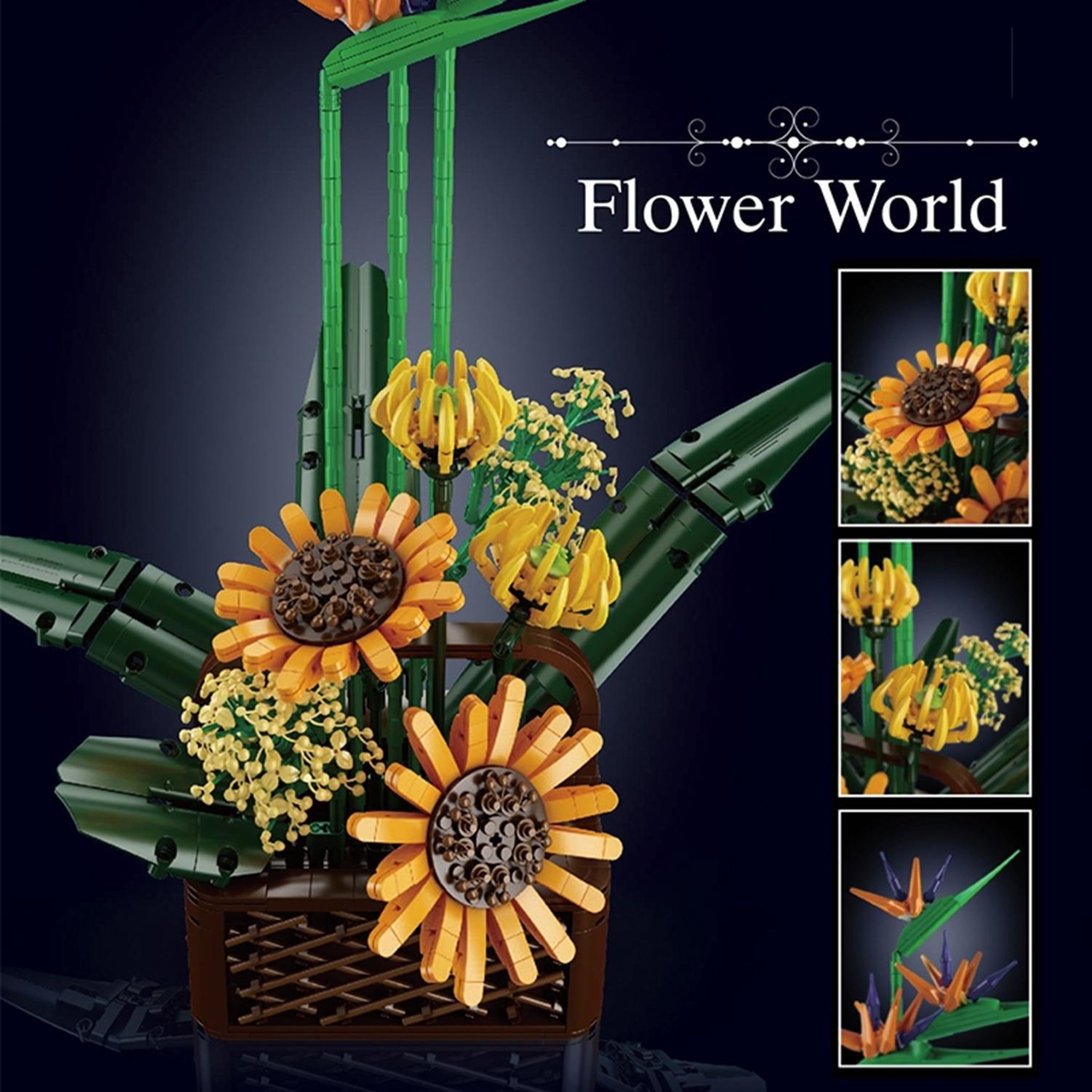 Voir la diapositive 3 : MOULD KING Bouquet de fleurs d'oiseaux de paradis Ensemble de construction