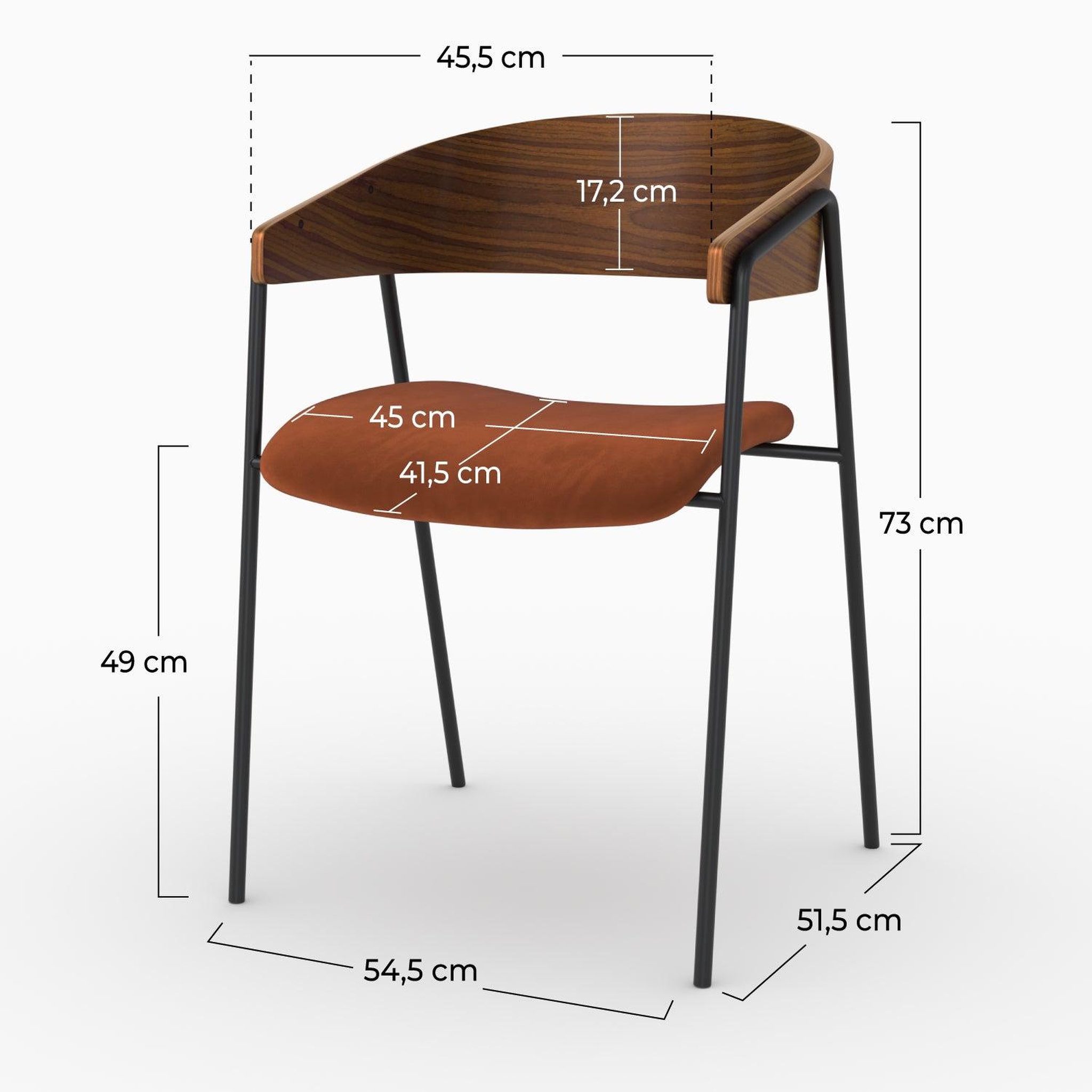 Voir la diapositive 4 : MAISON PAVANE Lot de 2 chaises en velours terracotta et bois de noyer-esmée