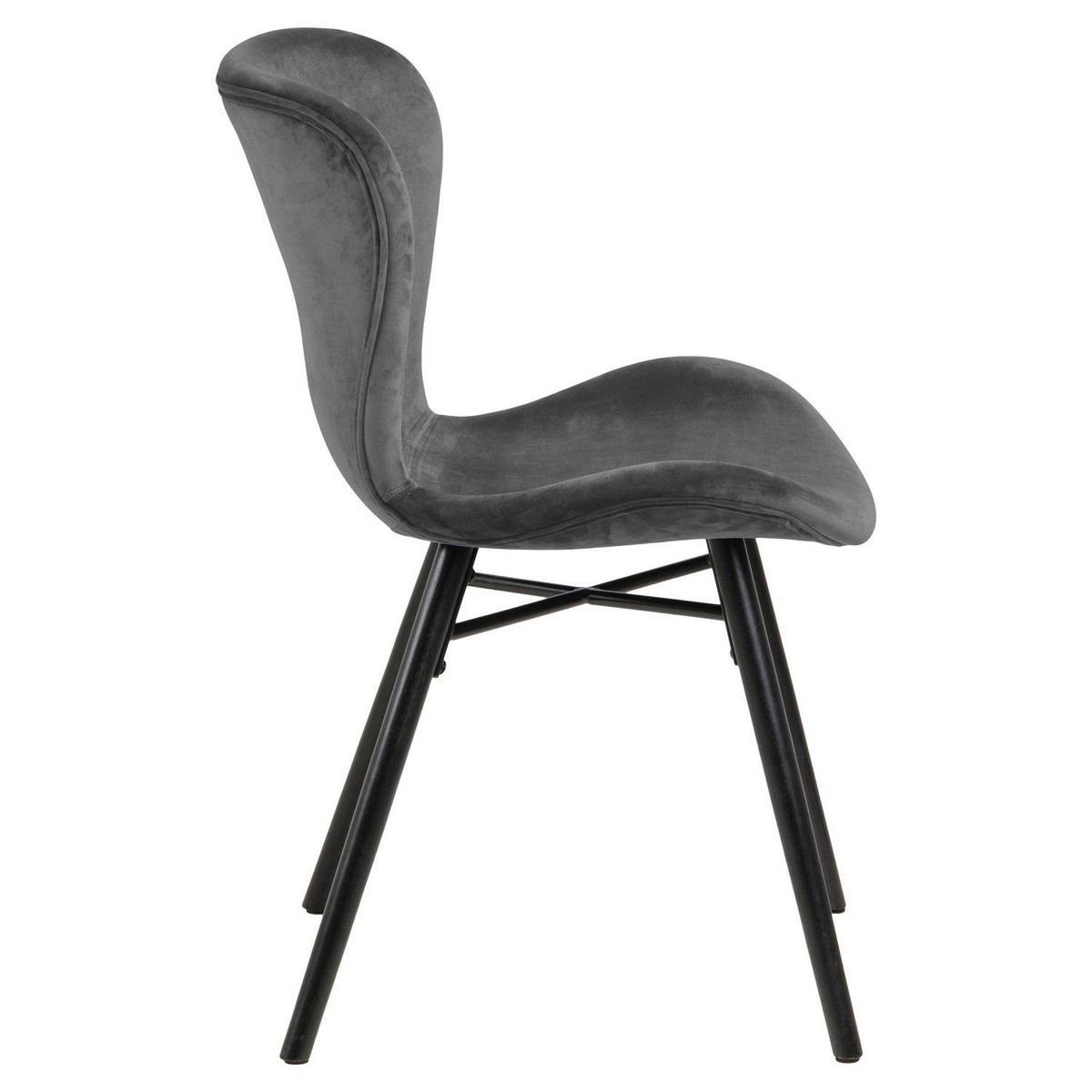 TOILINUX Lot de 2 chaises Lucie en velours et bois - Gris et noir