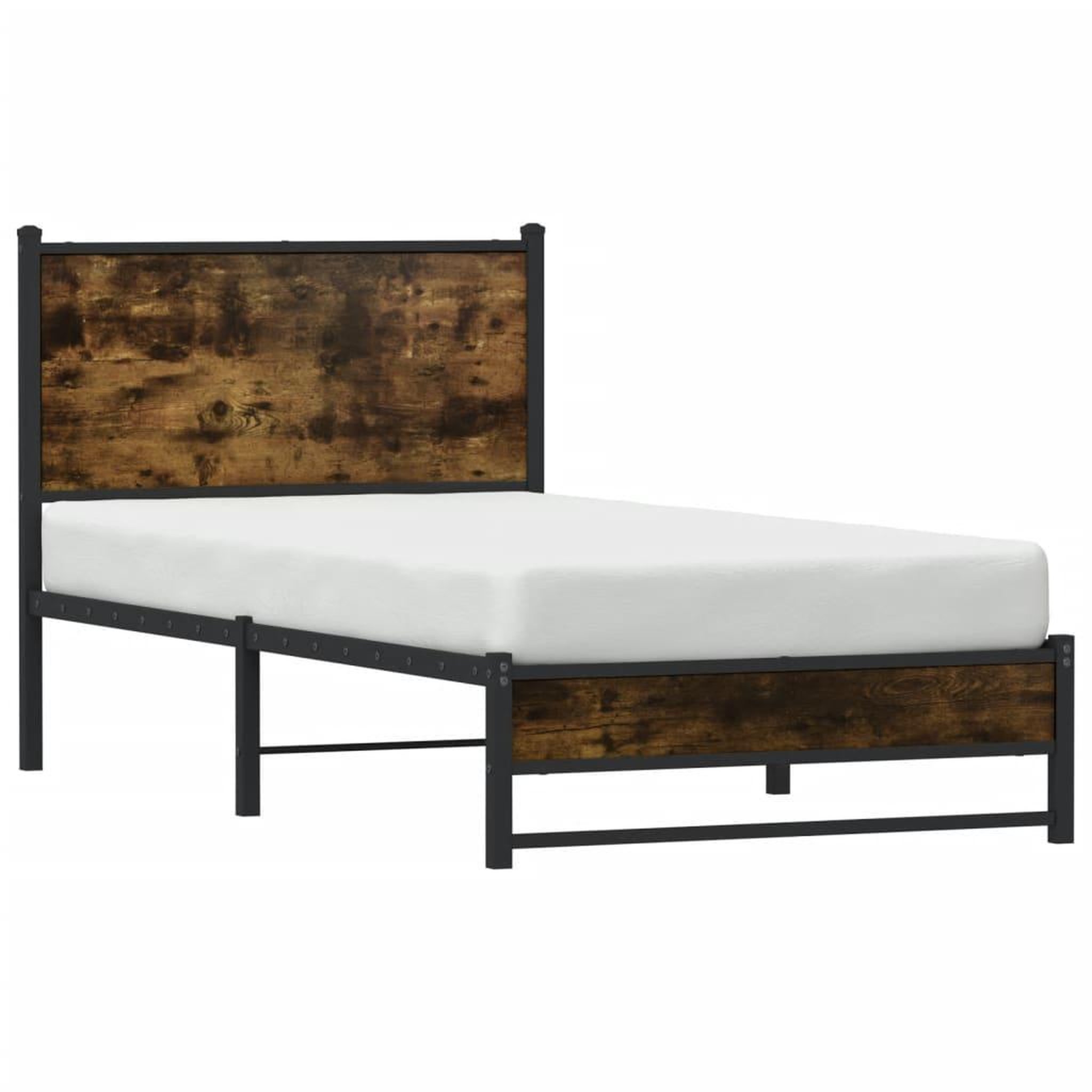 Voir la diapositive 4 : VIDAXL Cadre de lit en metal sans matelas chene fume 90x200 cm