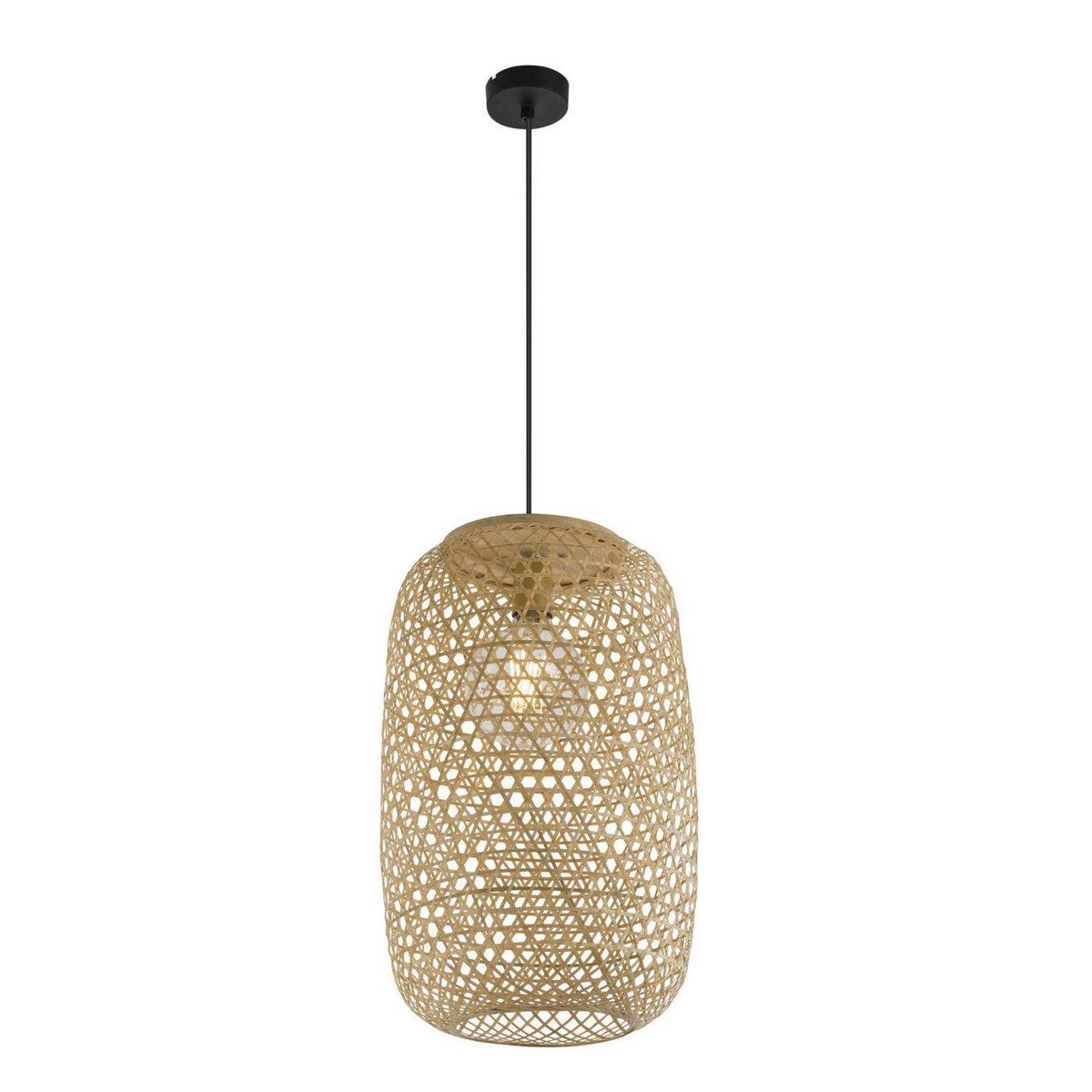 GLOBO Suspension design bambou Mirena - Diam. 31 x H. 135 cm - Beige naturel