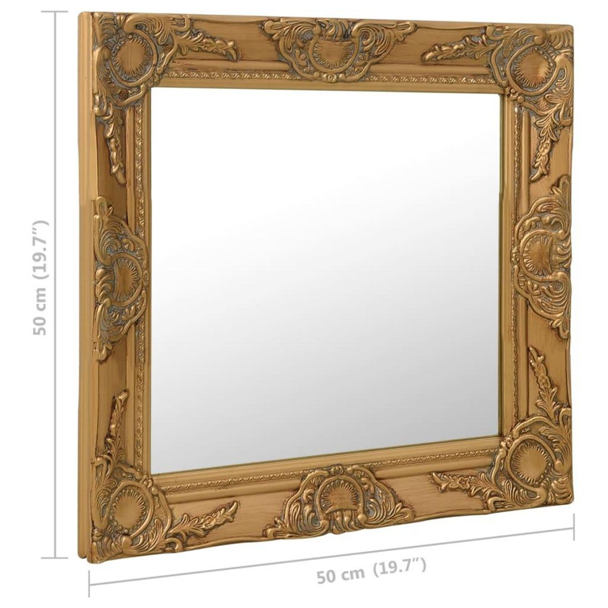 VIDAXL Miroir mural style baroque 50x50 cm Dore