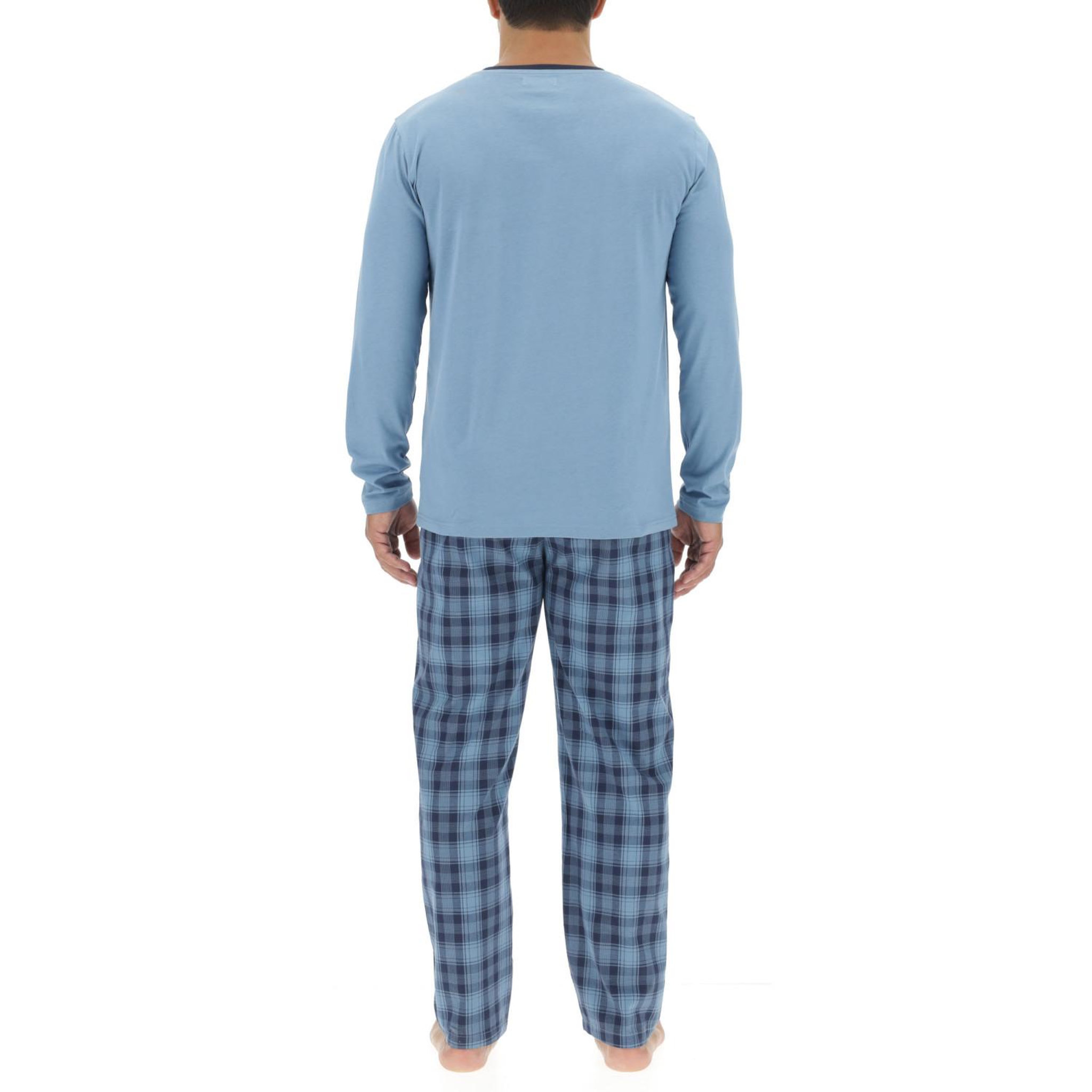 Voir la diapositive 2 : PIERRE CARDIN Ensemble Pyjama long homme en popeline à carreaux et Logo poitrine