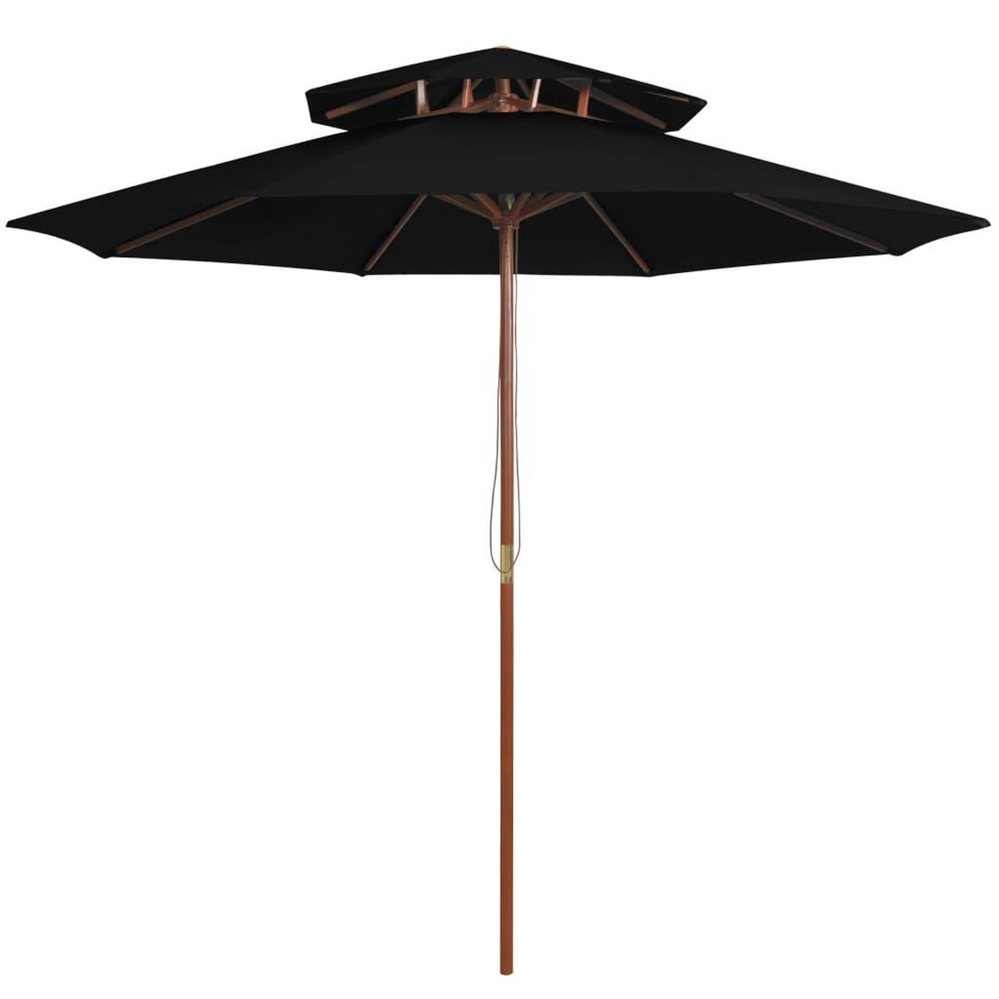 Voir la diapositive 1 : VIDAXL Parasol a deux etages avec mat en bois noir 270 cm