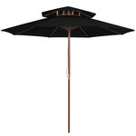 VIDAXL Parasol a deux etages avec mat en bois noir 270 cm