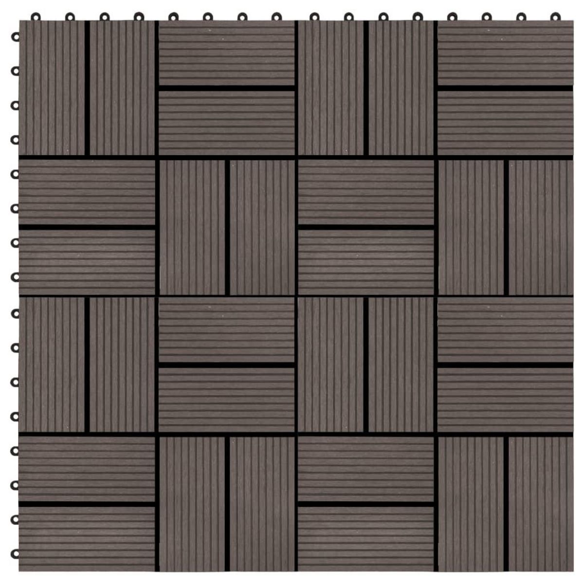 VIDAXL Carreau de terrasse 11 pcs WPC 30 x 30 cm 1 m² Marron fonce