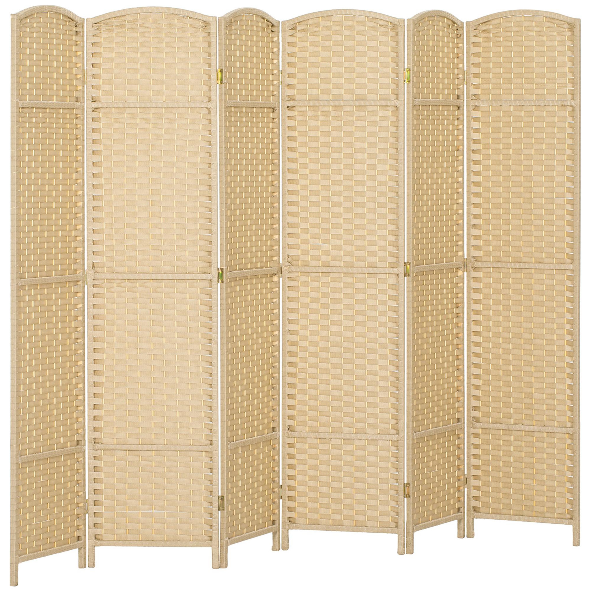 HOMCOM Paravent intérieur pliable 6 panneaux 240 x 170 cm finition tressée