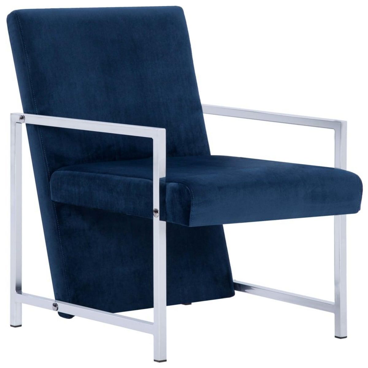 VIDAXL Fauteuil avec pieds chromes Bleu Velours