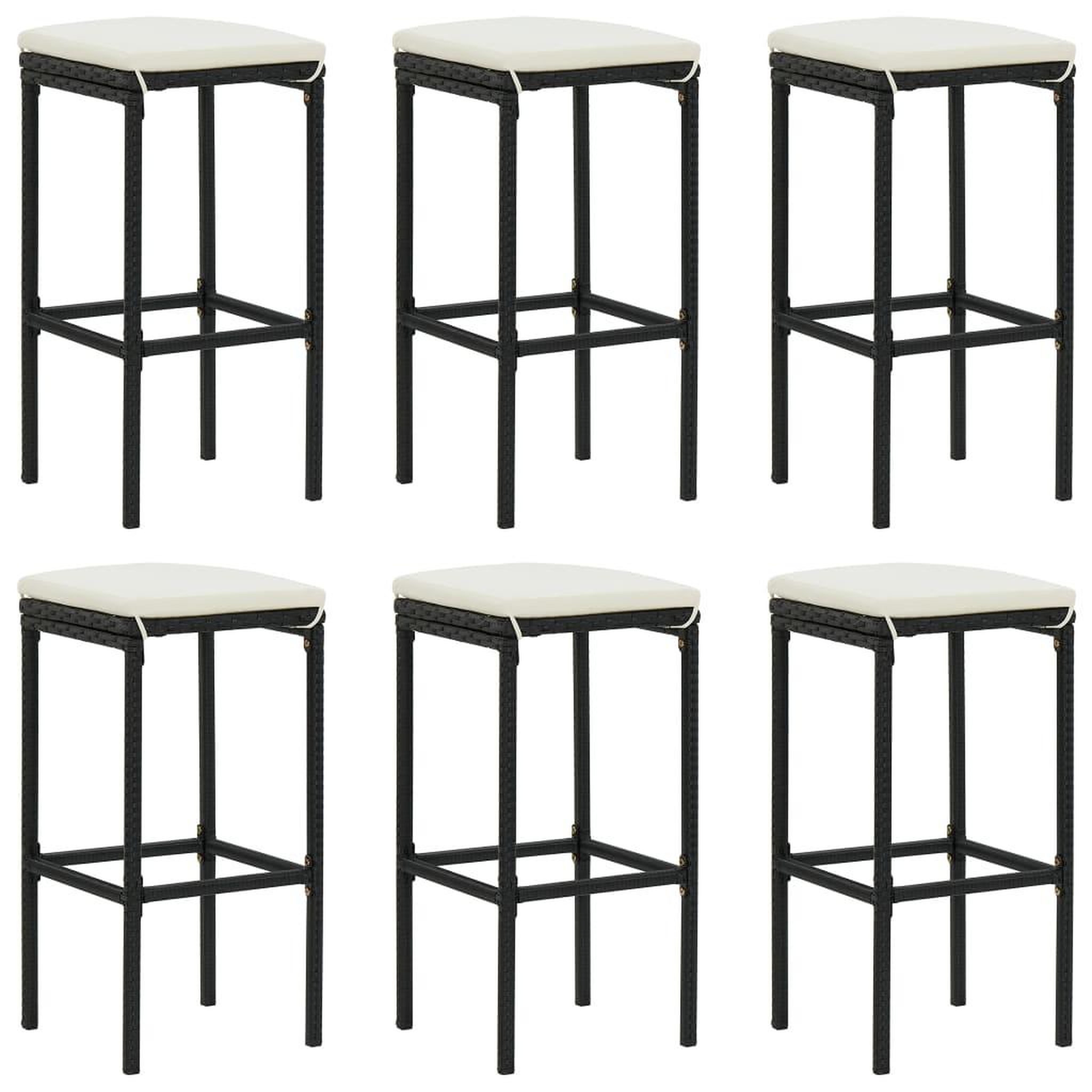 Voir la diapositive 3 : VIDAXL Ensemble de bar de jardin 7 pcs et coussins Resine tressee Noir
