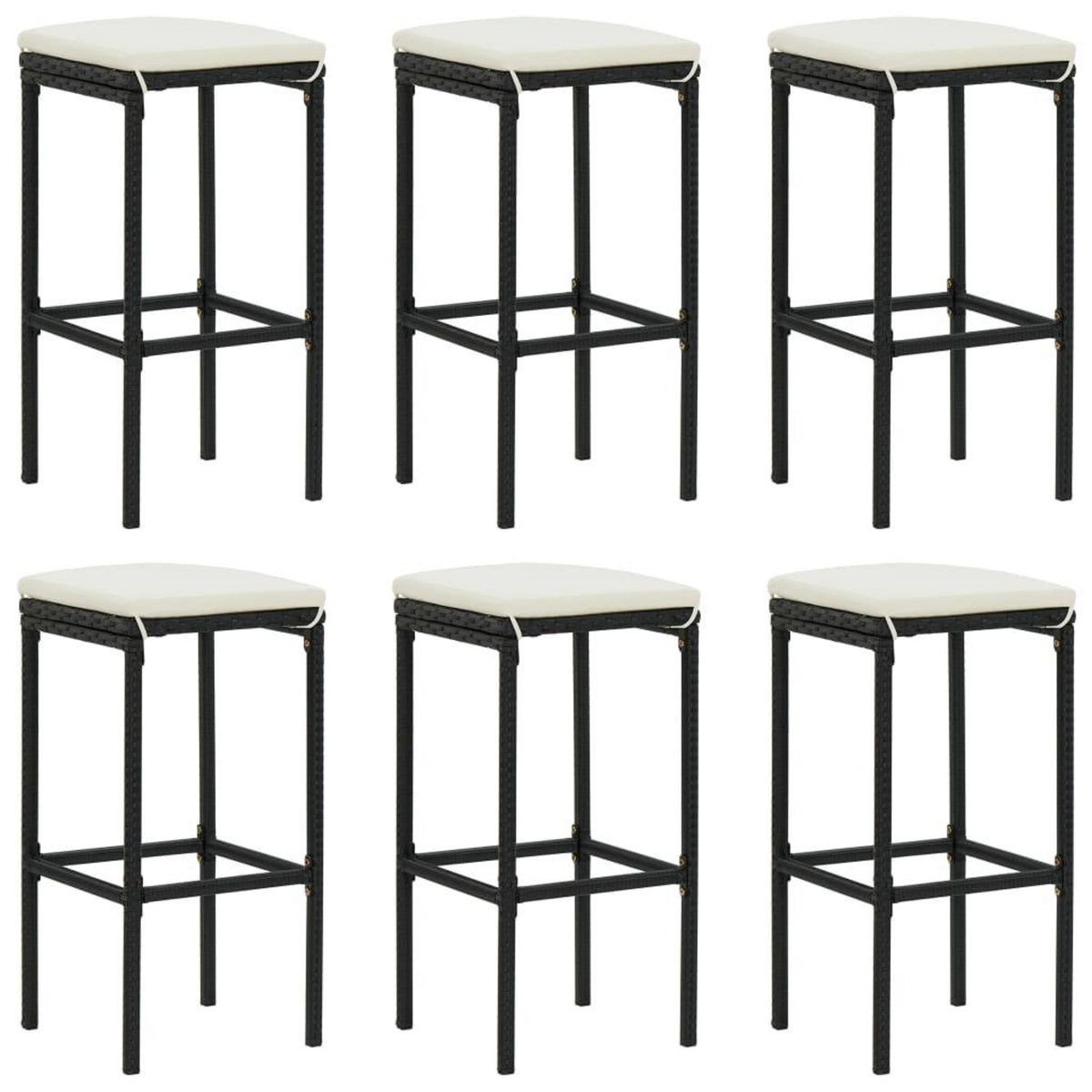 VIDAXL Ensemble de bar de jardin 7 pcs et coussins Resine tressee Noir