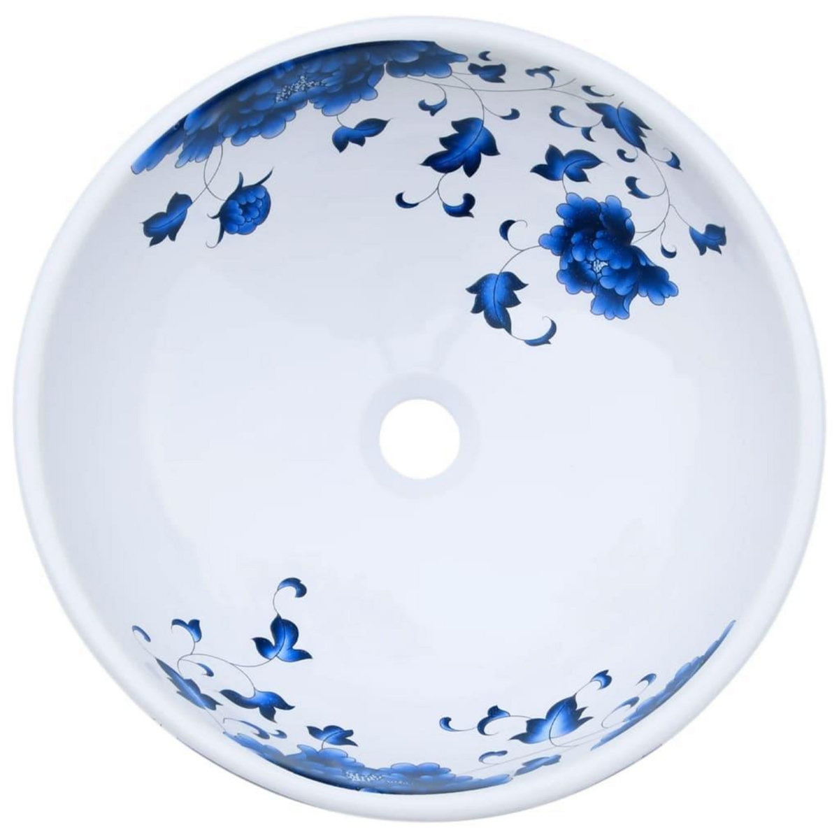 VIDAXL Vasque a poser blanc et bleu rond Φ41x14 cm ceramique