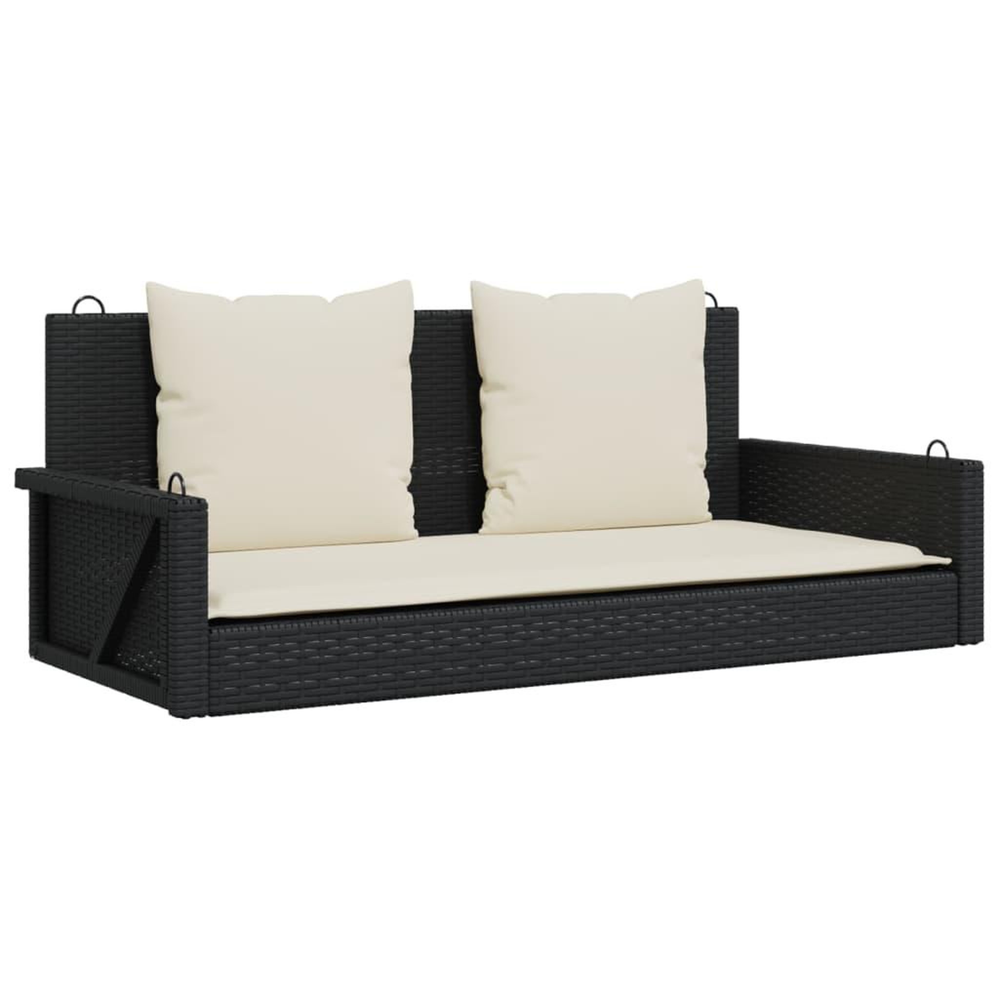 Voir la diapositive 2 : VIDAXL Balancelle avec coussins noir 119x56x48 cm resine tressee