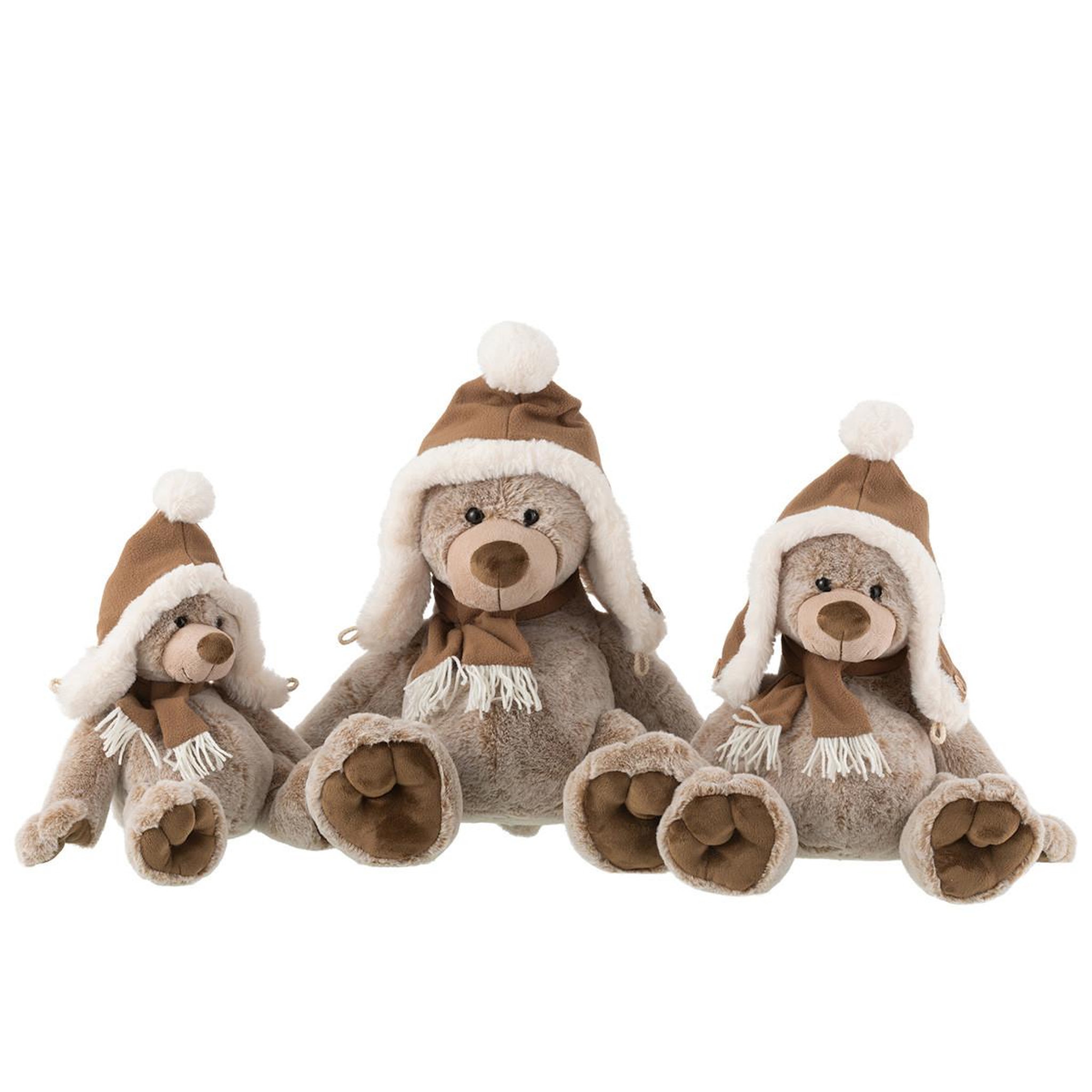 Voir la diapositive 2 : J-LINE Peluche ours  chapeau  38cm marron