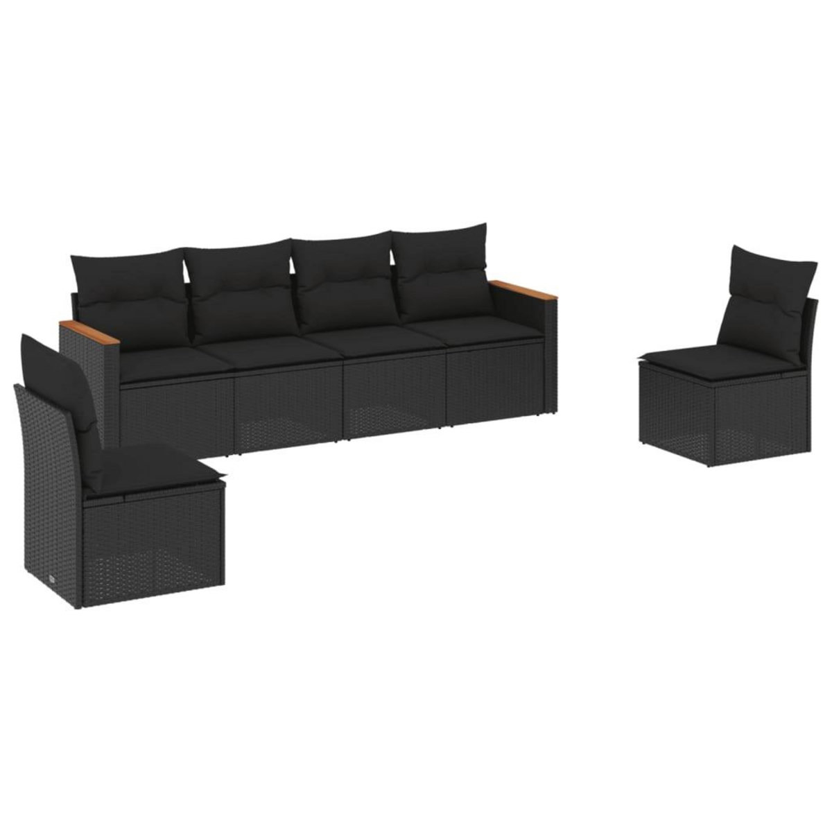 VIDAXL Salon de jardin 6 pcs avec coussins noir resine tressee