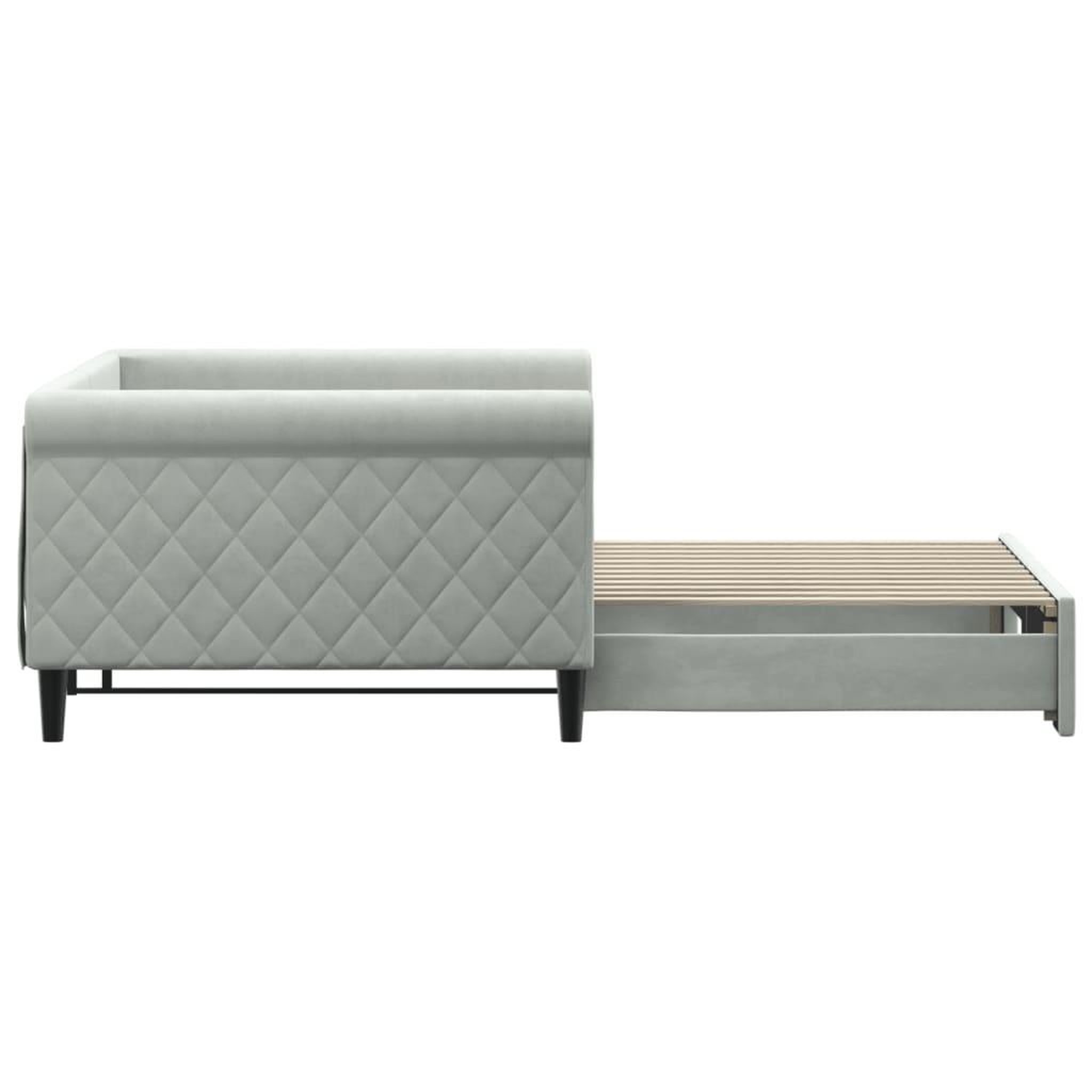 Voir la diapositive 4 : VIDAXL Lit de jour avec gigogne sans matelas gris clair 100x200 cm