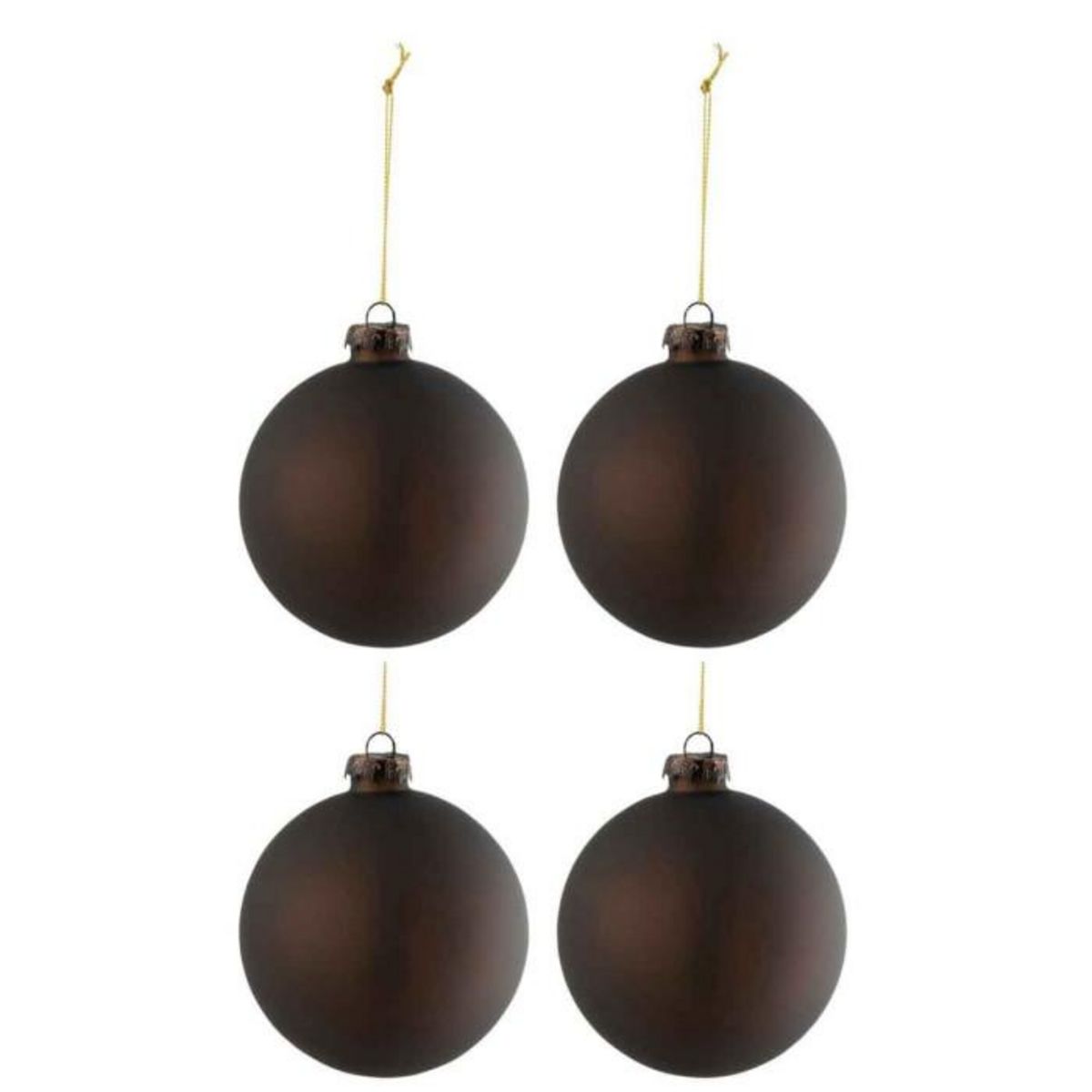 Paris Prix Lot de 4 Boules de Noël  Verre Épais  10cm Marron