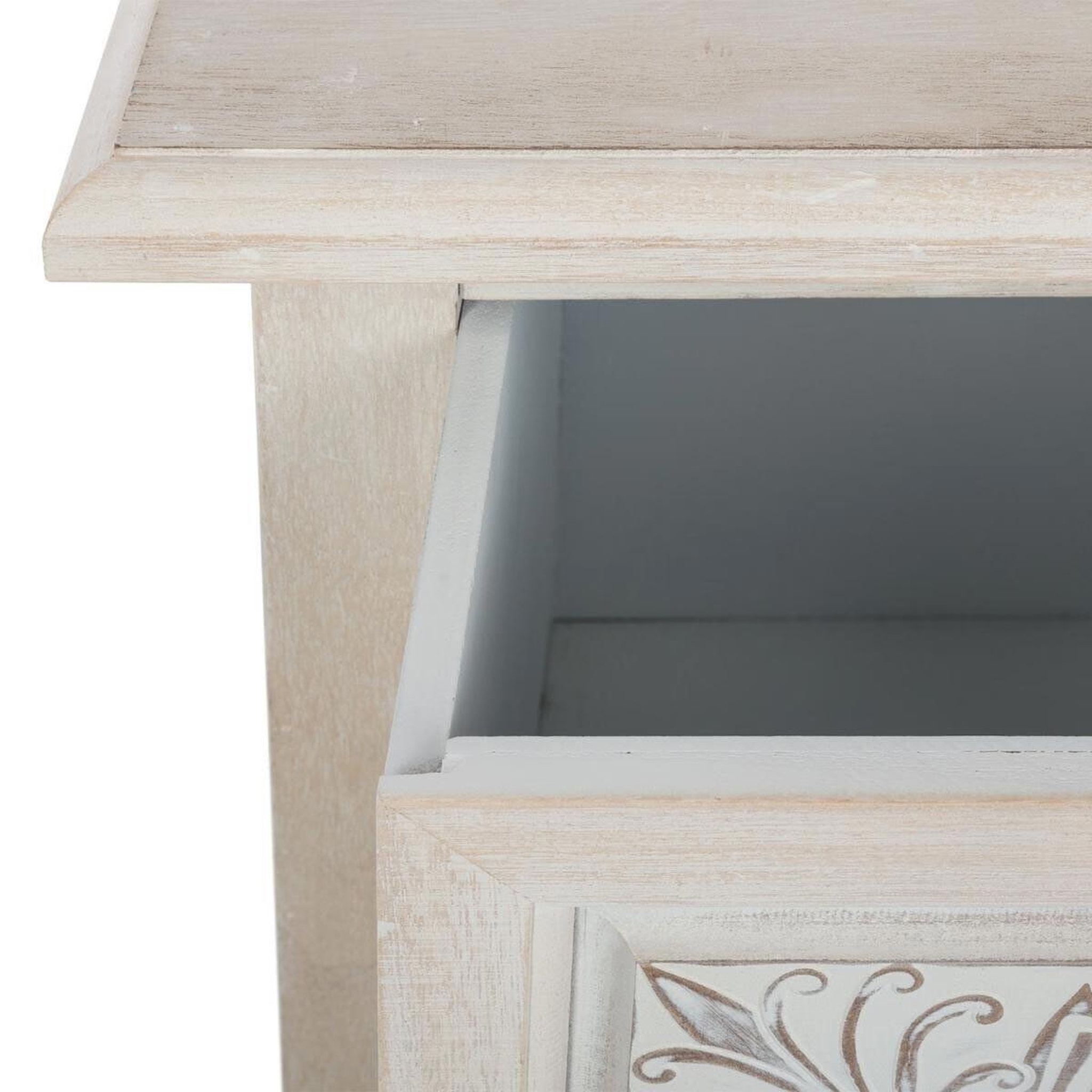 Voir la diapositive 4 : ATMOSPHERA Commode vintage 3 tiroirs  hina  80cm blanc