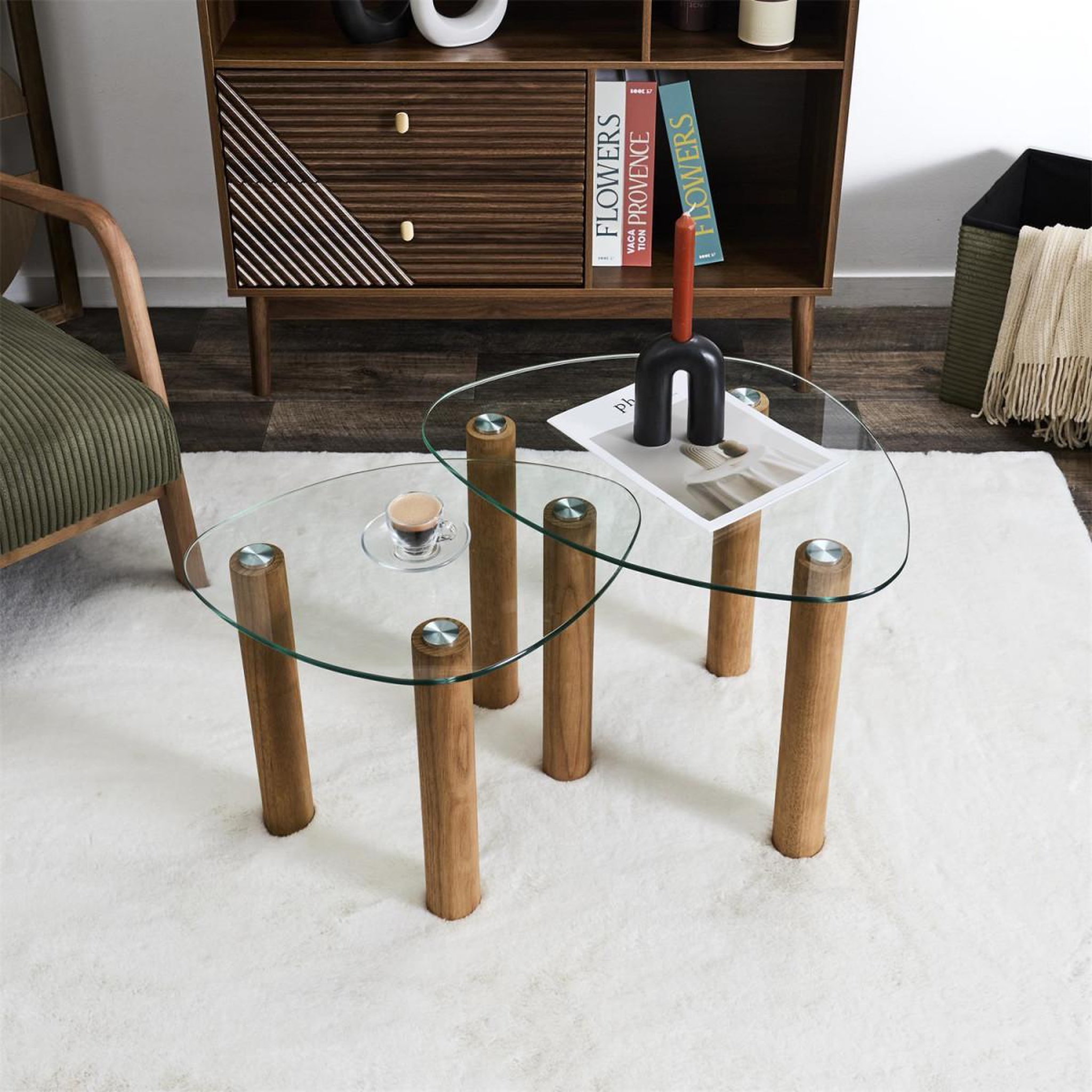 Voir la diapositive 5 : The Home Deco Factory Lot de 2 tables gigognes en verre  clara  60cm transparent