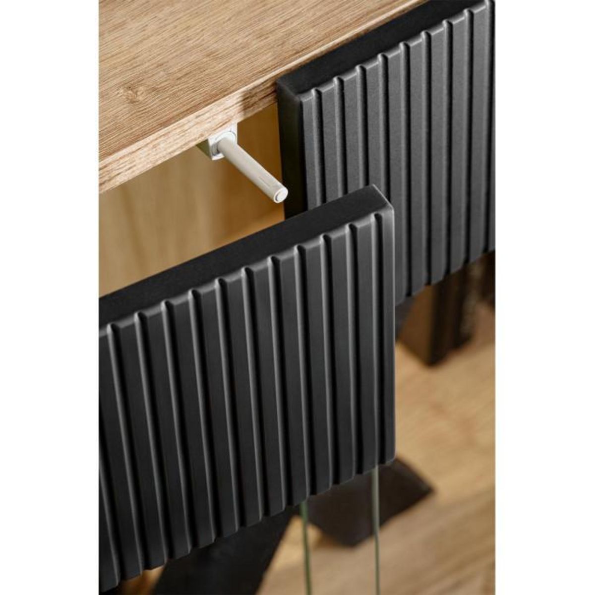 Paris Prix Buffet Rainuré  Aron  160cm Naturel & Noir