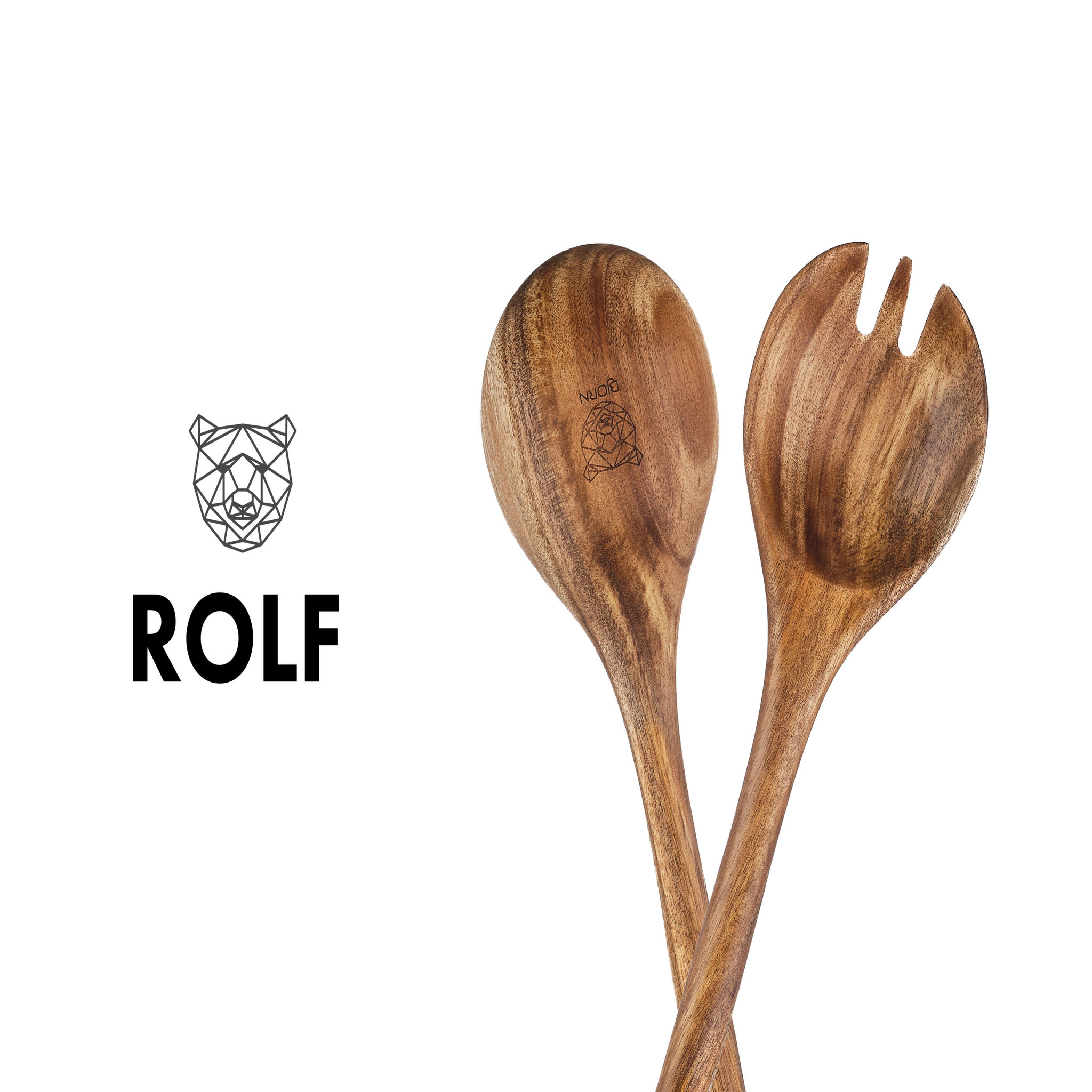 Voir la diapositive 3 : BJORN Couverts à salade en bois d'acacia ROLF