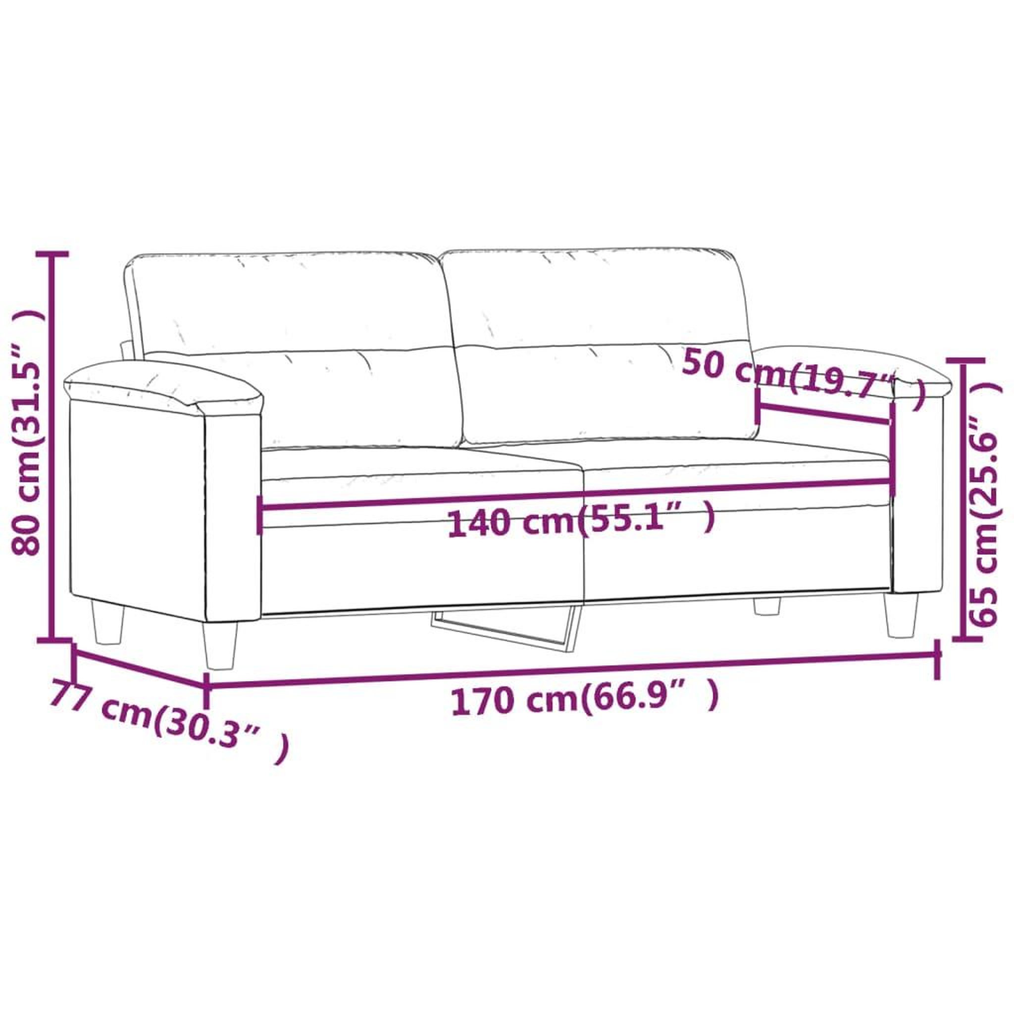 Voir la diapositive 6 : VIDAXL Canape a 2 places Noir 140 cm Tissu microfibre