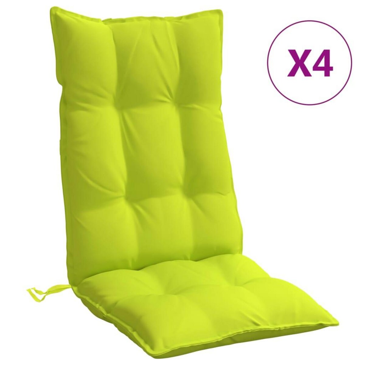VIDAXL Coussins de chaise a dossier haut lot de 4 vert vif