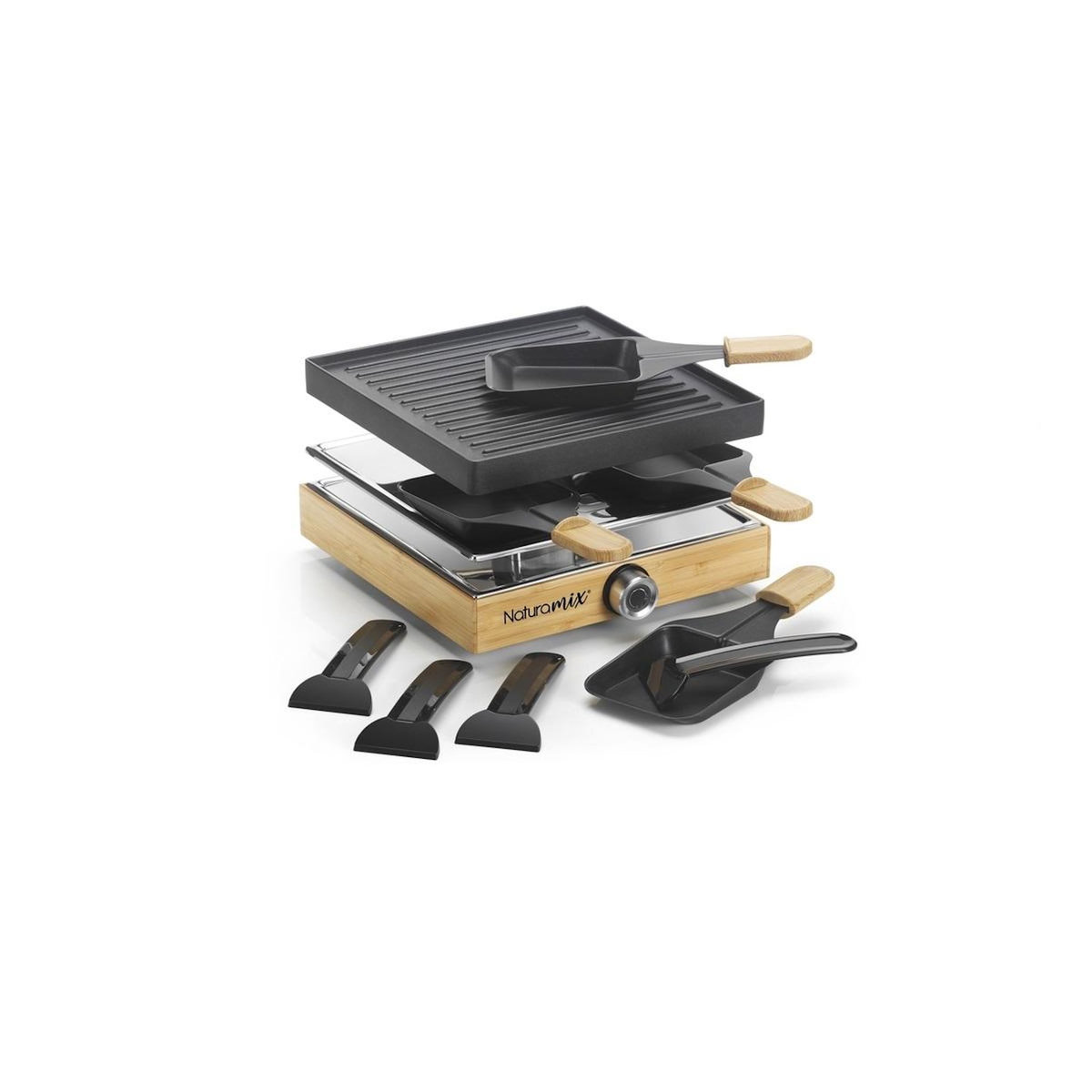 NATURAMIX Appareil à raclette 8 personnes 1200w gril - RAC.WOOD-8