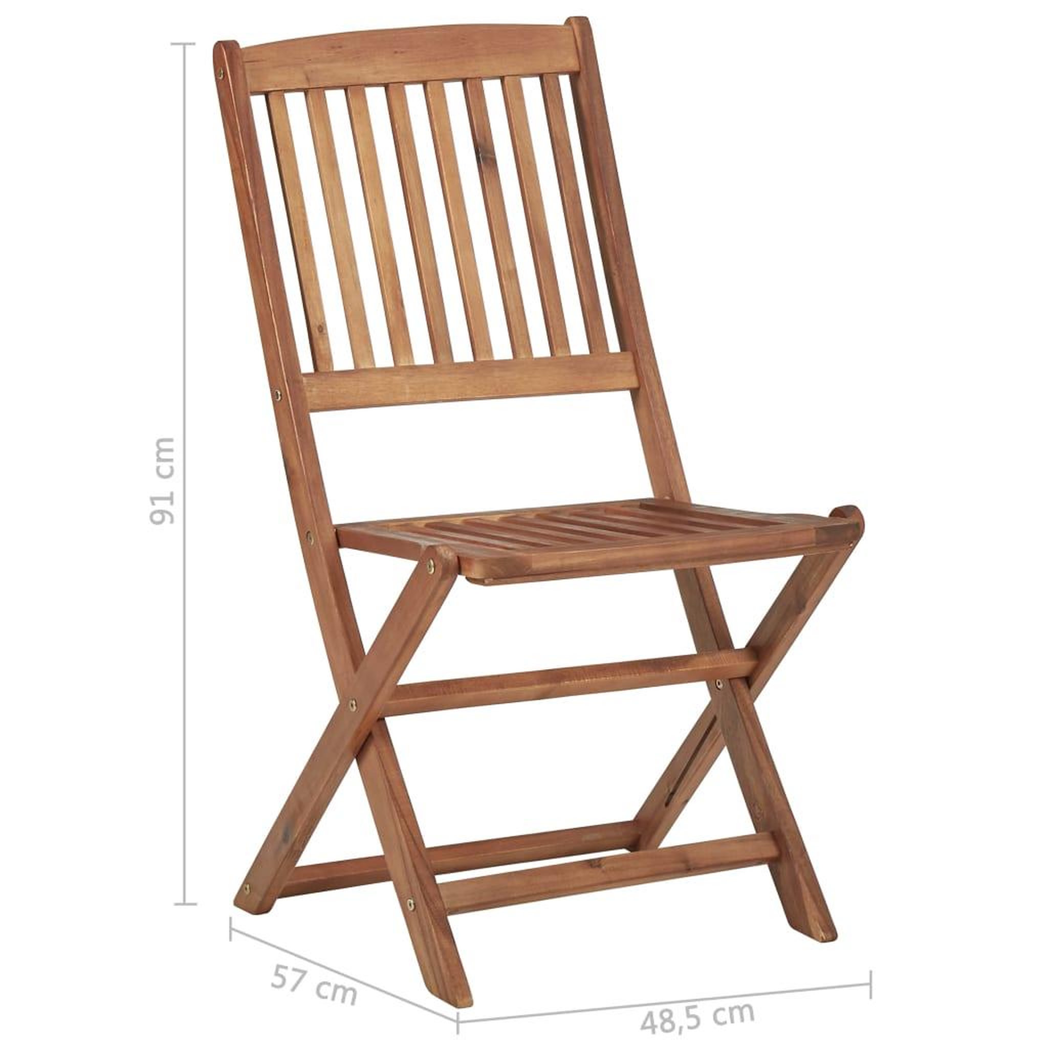 Voir la diapositive 6 : VIDAXL Chaises pliables de jardin lot de 8 avec coussins Bois d'acacia