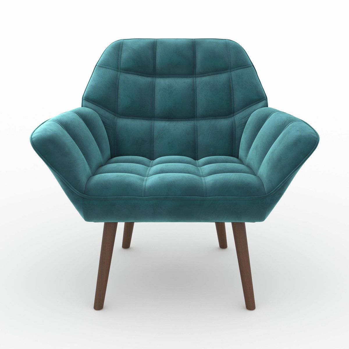 Rendez vous déco Fauteuil en velours bleu canard-Simba
