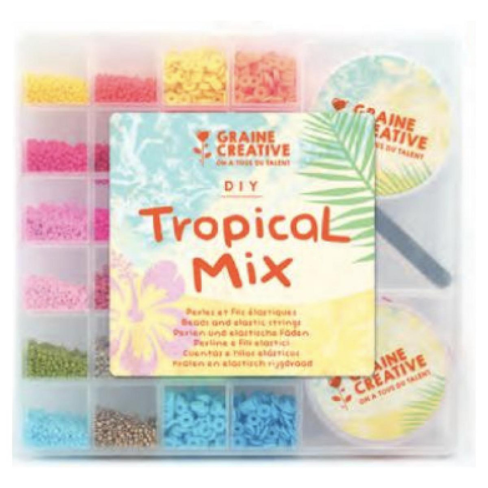 Graine créative Boite de perles et fils élastiques - Tropical mix