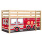 Voir la diapositive 1 : Paris Prix Lit Enfant Surélevé  Pino Fire Truck  90x200cm Naturel