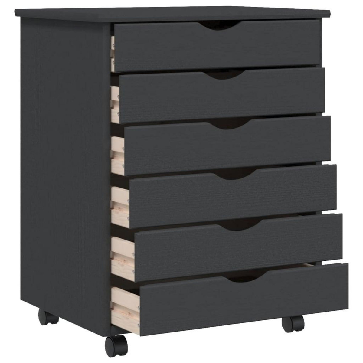 VIDAXL Armoire roulante avec tiroirs MOSS gris bois de pin solide