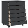 Voir la diapositive 3 : VIDAXL Armoire roulante avec tiroirs MOSS gris bois de pin solide