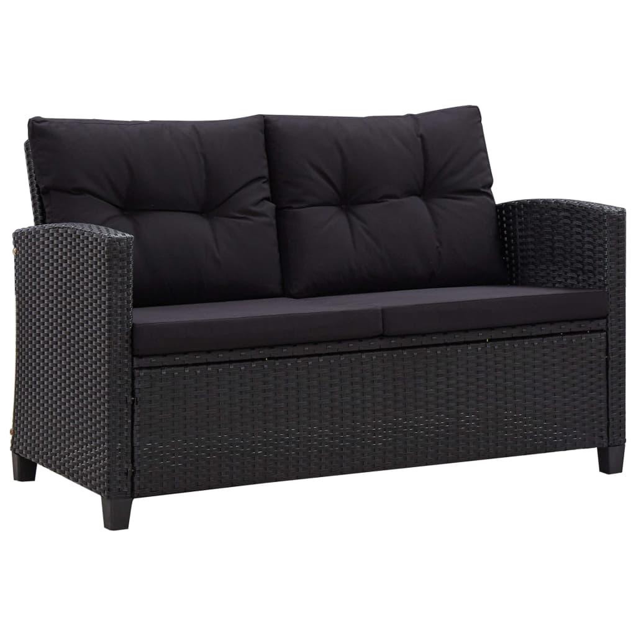 Voir la diapositive 5 : VIDAXL Ensemble a manger de jardin coussins noirs 3 pcs Resine tressee