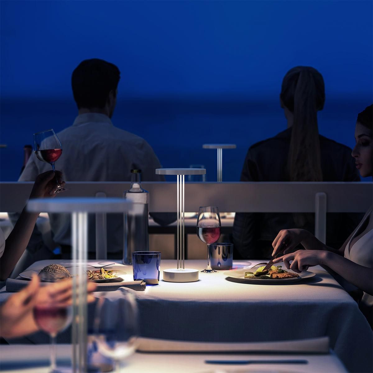 Lumisky Lampe de table sans fil LED TRIZIO Blanc Aluminium H33cm