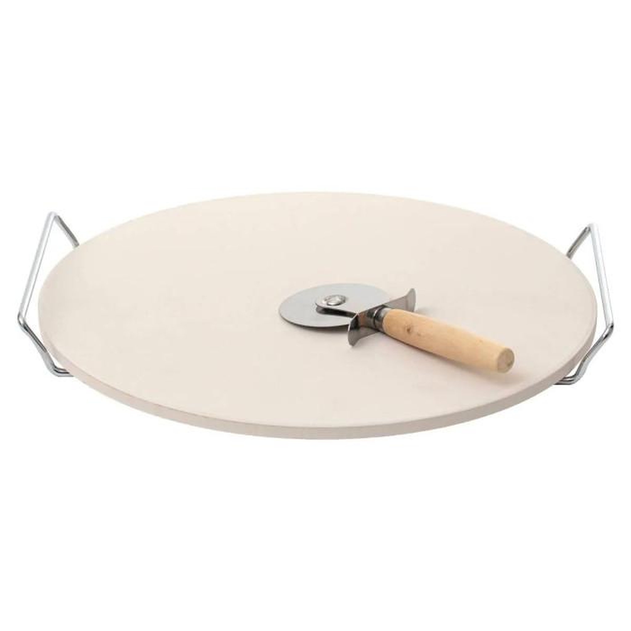 NEKA Pierre à Pizza & Roulette  Grille  35cm Argent