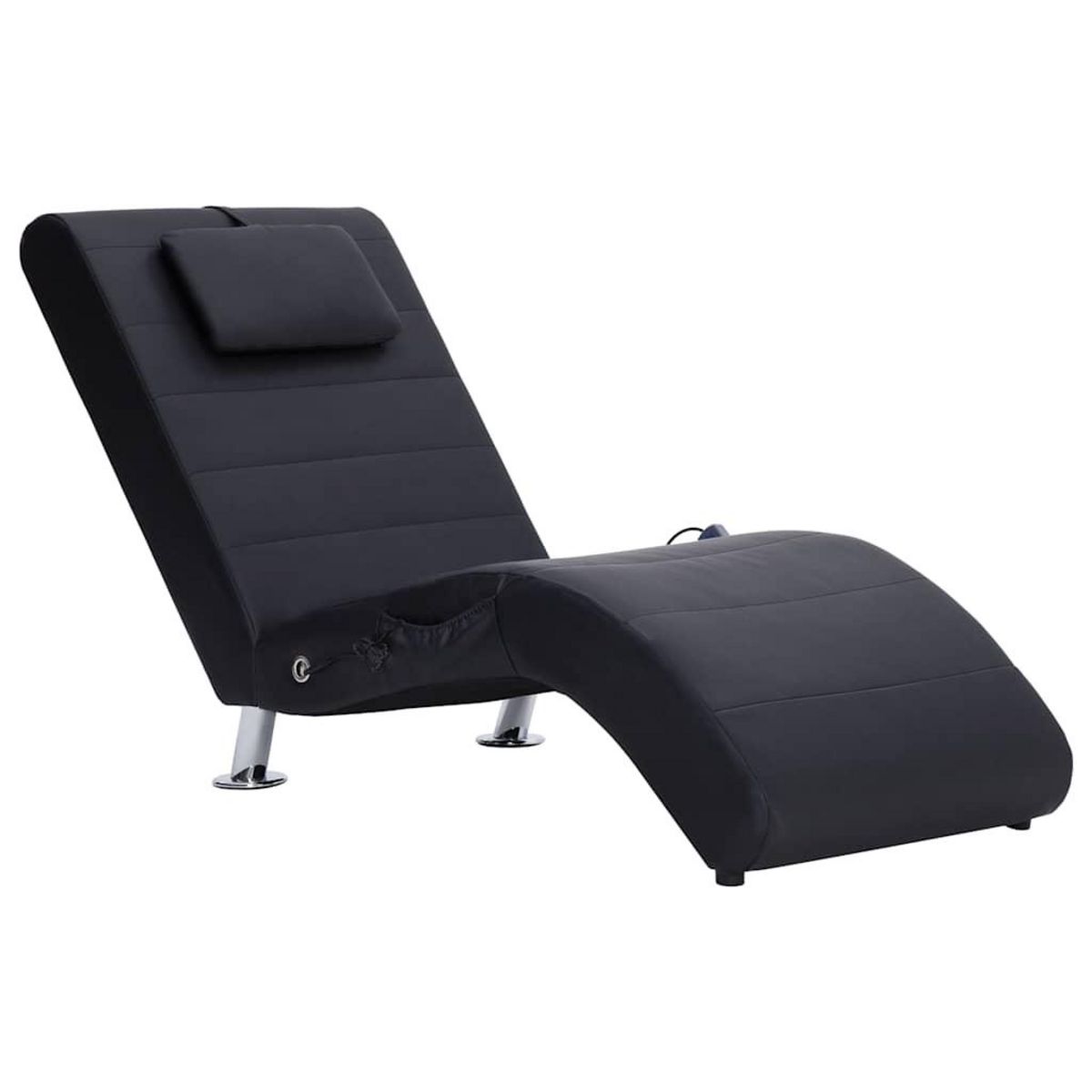 VIDAXL Chaise longue de massage avec oreiller Noir Similicuir