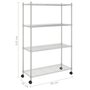 Voir la diapositive 6 : VIDAXL Etagere de rangement 4 niveaux et roues 90x35x142 cm chrome